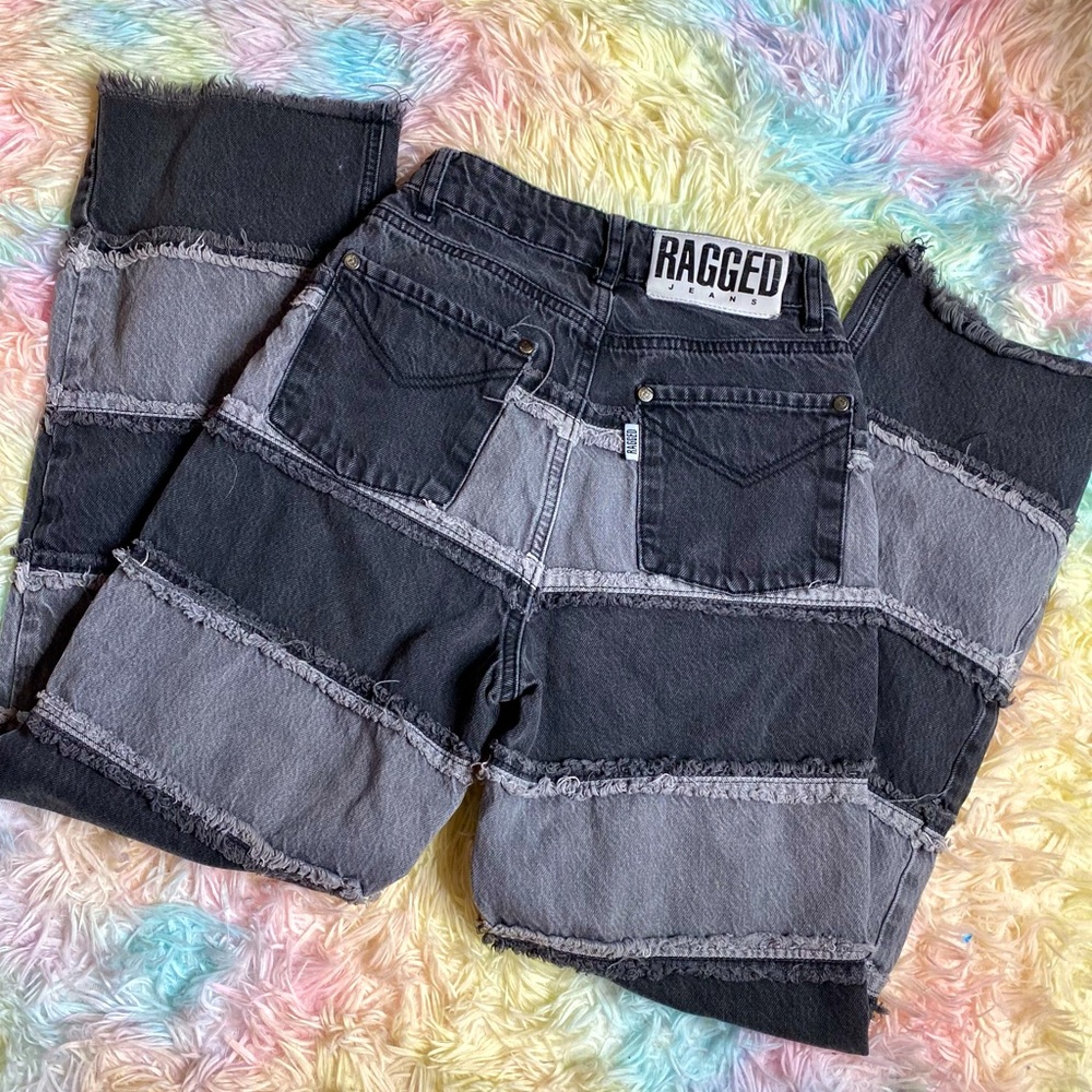 The ragged priest black patchwork jeans
